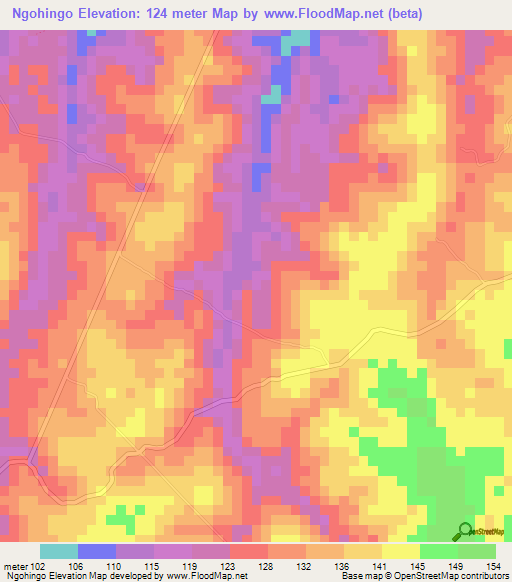 Ngohingo,Tanzania Elevation Map