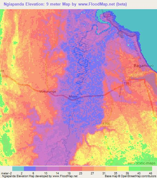 Ngiapanda,Tanzania Elevation Map