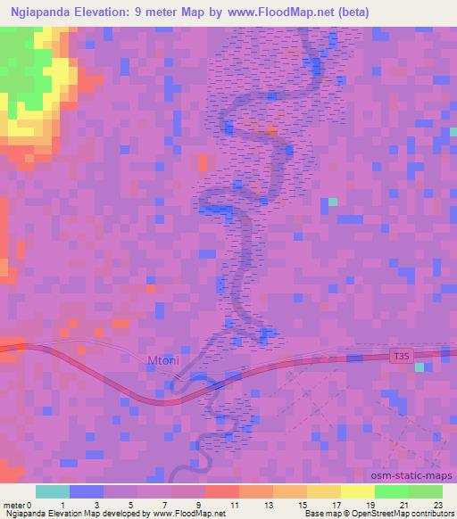 Ngiapanda,Tanzania Elevation Map