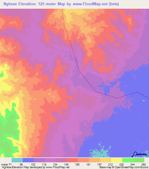 Nghese,Tanzania Elevation Map