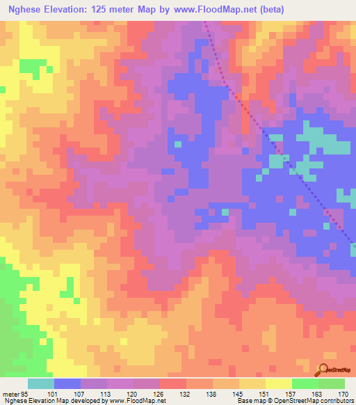 Nghese,Tanzania Elevation Map