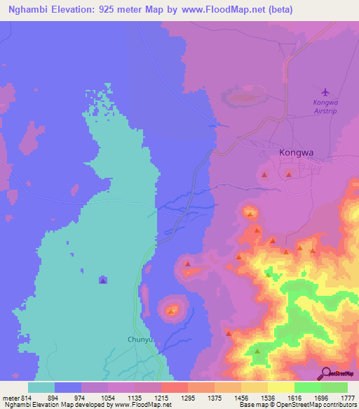 Nghambi,Tanzania Elevation Map