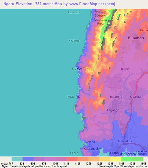 Ngeru,Tanzania Elevation Map