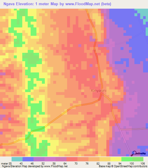 Ngava,Tanzania Elevation Map