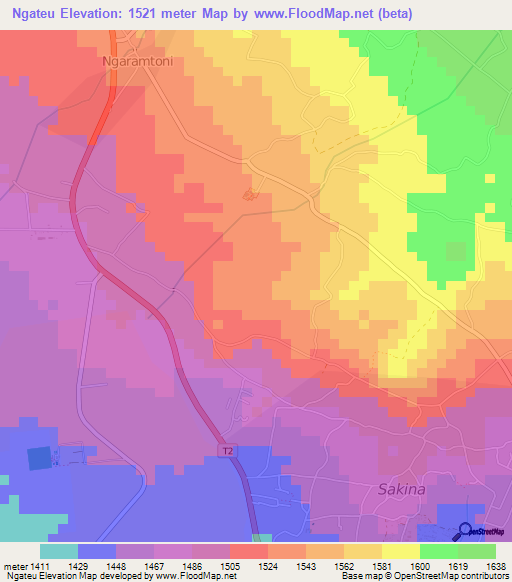 Ngateu,Tanzania Elevation Map