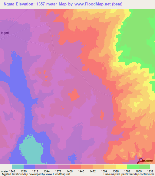 Ngata,Tanzania Elevation Map