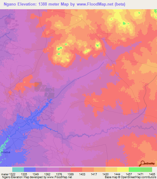 Ngano,Tanzania Elevation Map