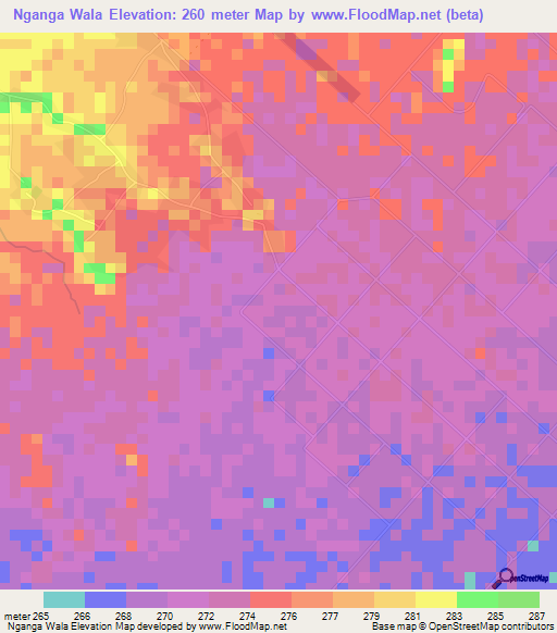 Nganga Wala,Tanzania Elevation Map