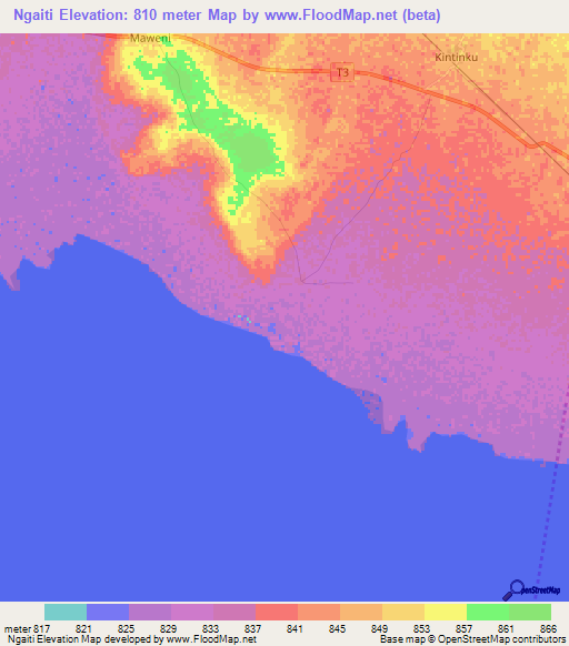 Ngaiti,Tanzania Elevation Map