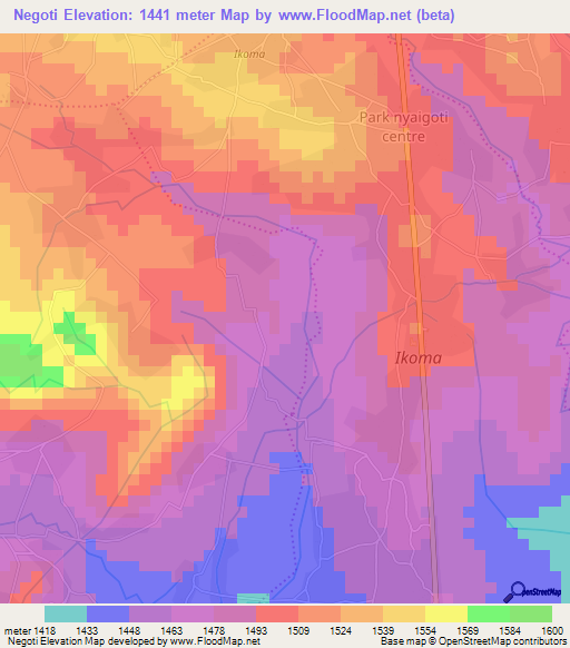 Negoti,Tanzania Elevation Map