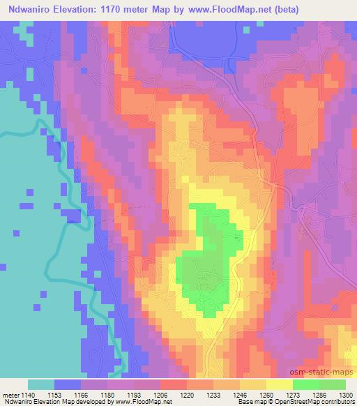 Ndwaniro,Tanzania Elevation Map