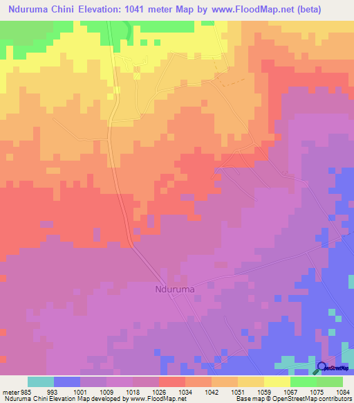 Nduruma Chini,Tanzania Elevation Map