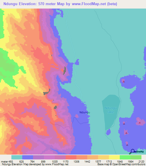 Ndungu,Tanzania Elevation Map