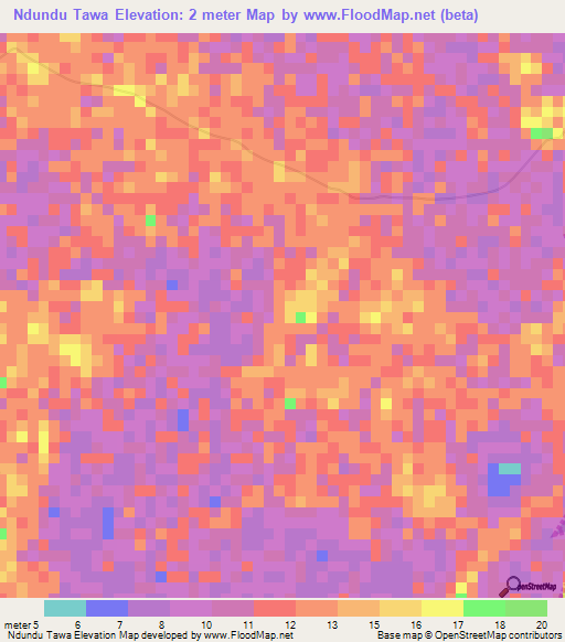 Ndundu Tawa,Tanzania Elevation Map