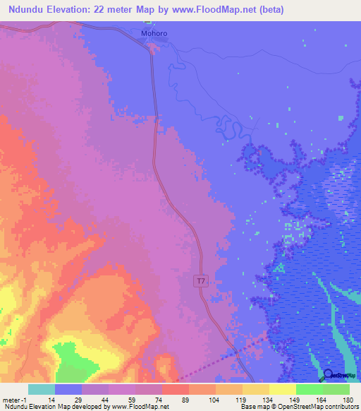 Ndundu,Tanzania Elevation Map