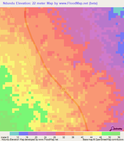 Ndundu,Tanzania Elevation Map