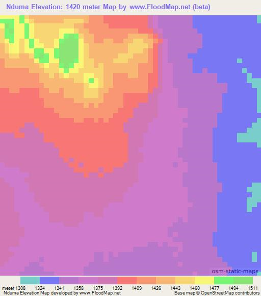 Nduma,Tanzania Elevation Map