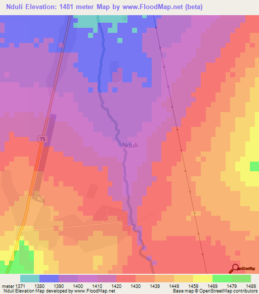 Nduli,Tanzania Elevation Map