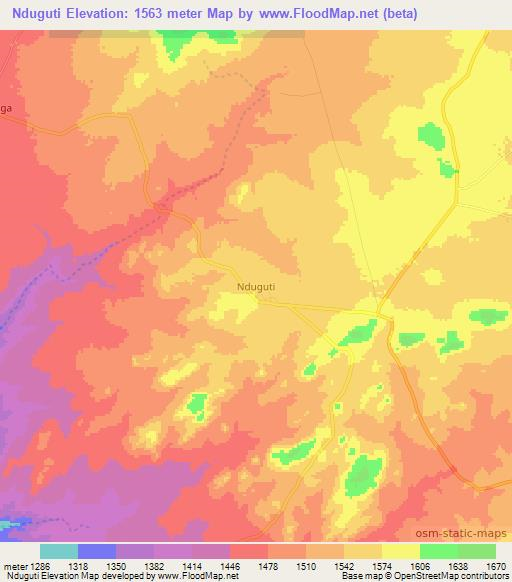 Nduguti,Tanzania Elevation Map