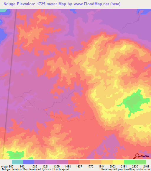 Nduge,Tanzania Elevation Map