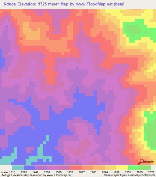 Nduge,Tanzania Elevation Map