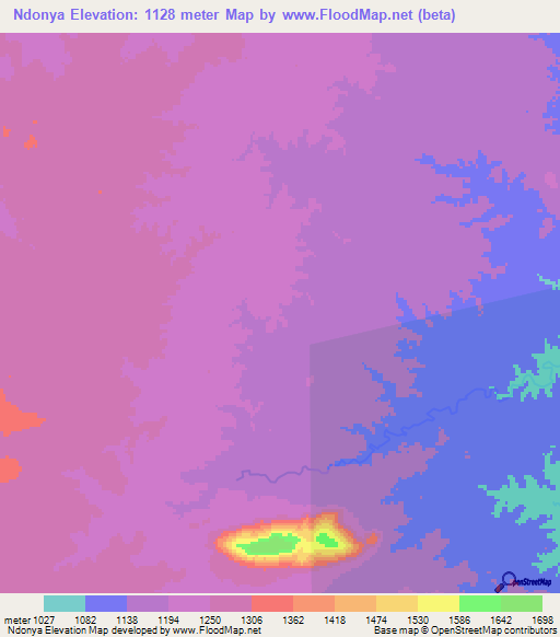 Ndonya,Tanzania Elevation Map