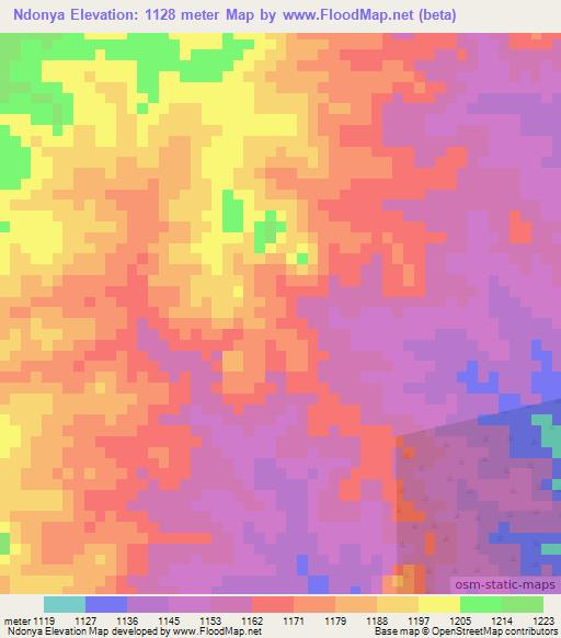 Ndonya,Tanzania Elevation Map