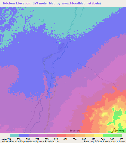 Ndolera,Tanzania Elevation Map