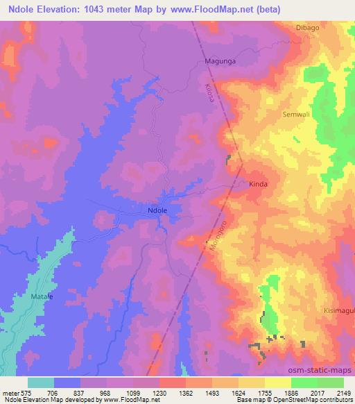 Ndole,Tanzania Elevation Map