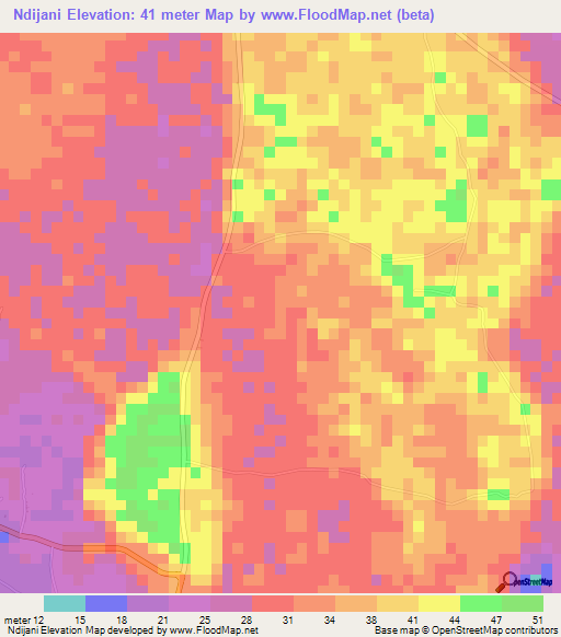 Ndijani,Tanzania Elevation Map