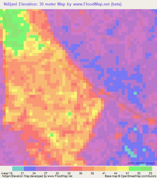 Ndijani,Tanzania Elevation Map