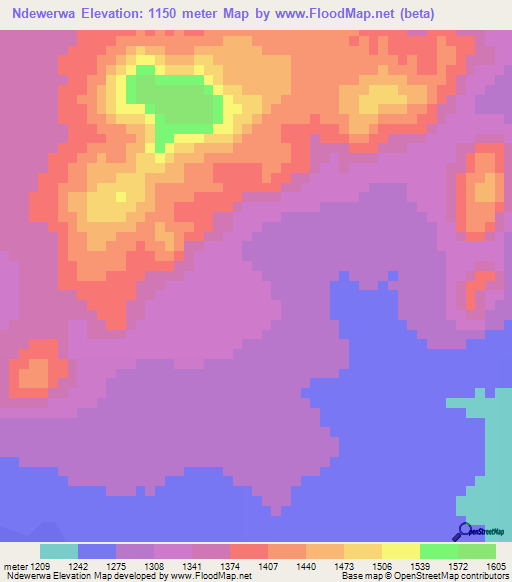 Ndewerwa,Tanzania Elevation Map