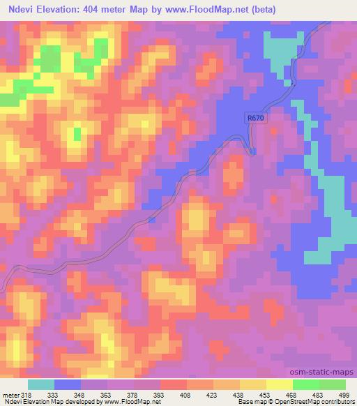 Ndevi,Tanzania Elevation Map