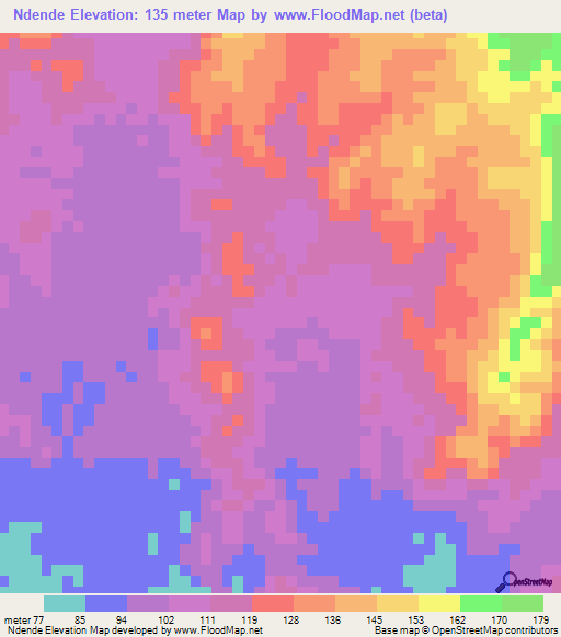 Ndende,Tanzania Elevation Map