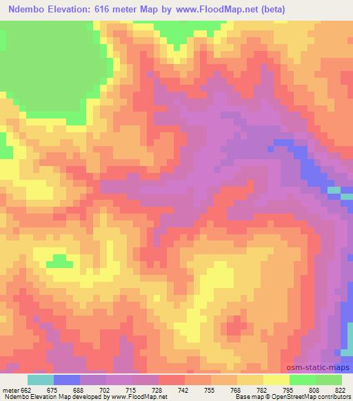 Ndembo,Tanzania Elevation Map