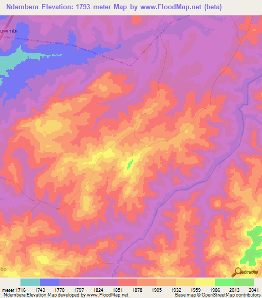 Ndembera,Tanzania Elevation Map