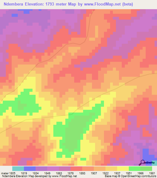 Ndembera,Tanzania Elevation Map