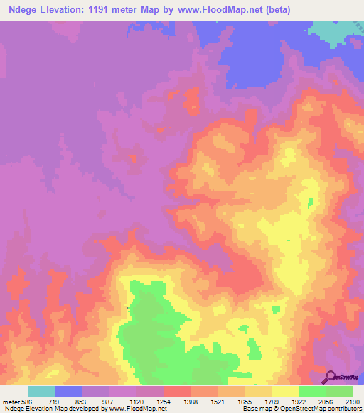 Ndege,Tanzania Elevation Map