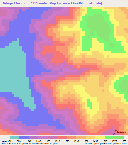 Ndege,Tanzania Elevation Map