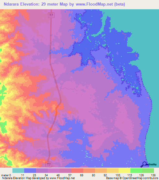 Ndarara,Tanzania Elevation Map