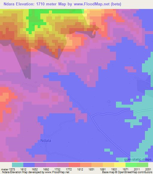 Ndara,Tanzania Elevation Map