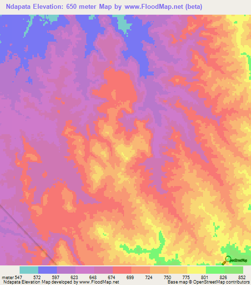 Ndapata,Tanzania Elevation Map