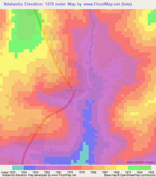 Ndalambo,Tanzania Elevation Map