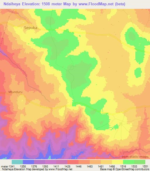 Ndaiheya,Tanzania Elevation Map