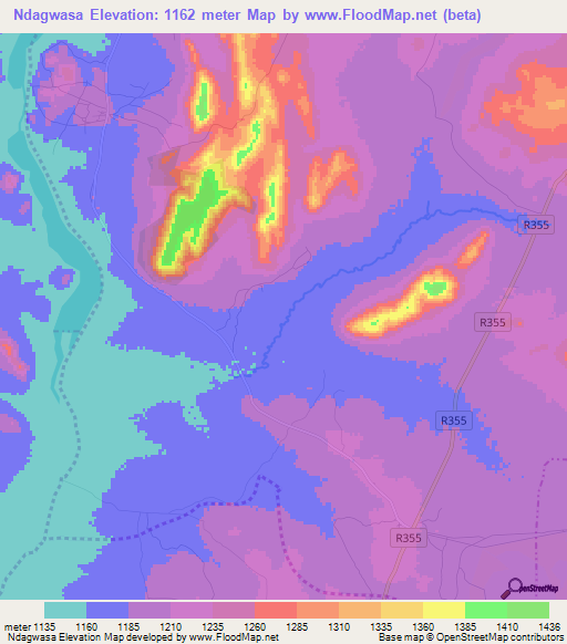 Ndagwasa,Tanzania Elevation Map