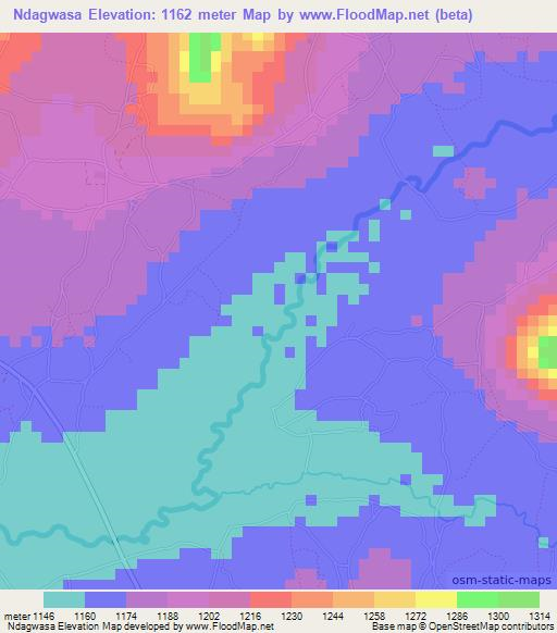 Ndagwasa,Tanzania Elevation Map