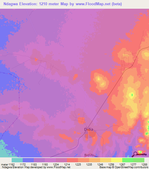 Ndagwa,Tanzania Elevation Map