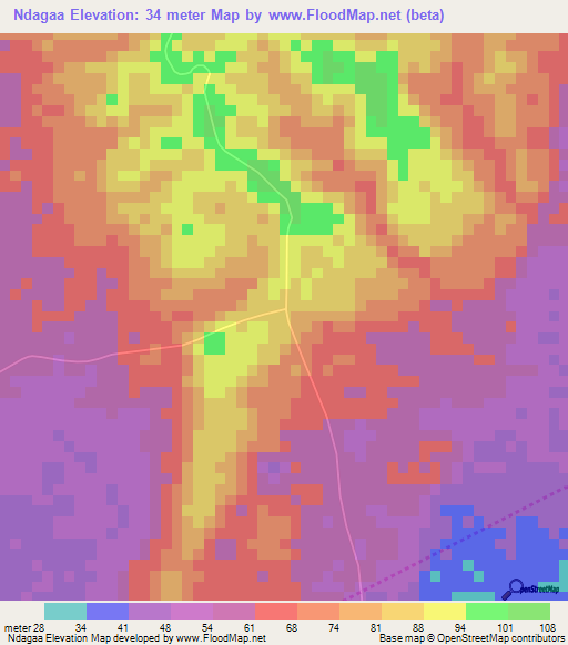 Ndagaa,Tanzania Elevation Map