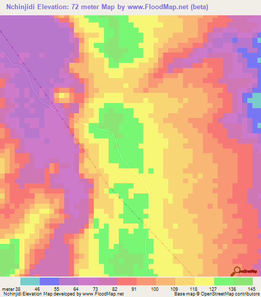 Nchinjidi,Tanzania Elevation Map