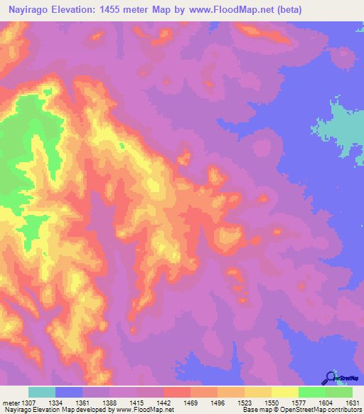 Nayirago,Tanzania Elevation Map